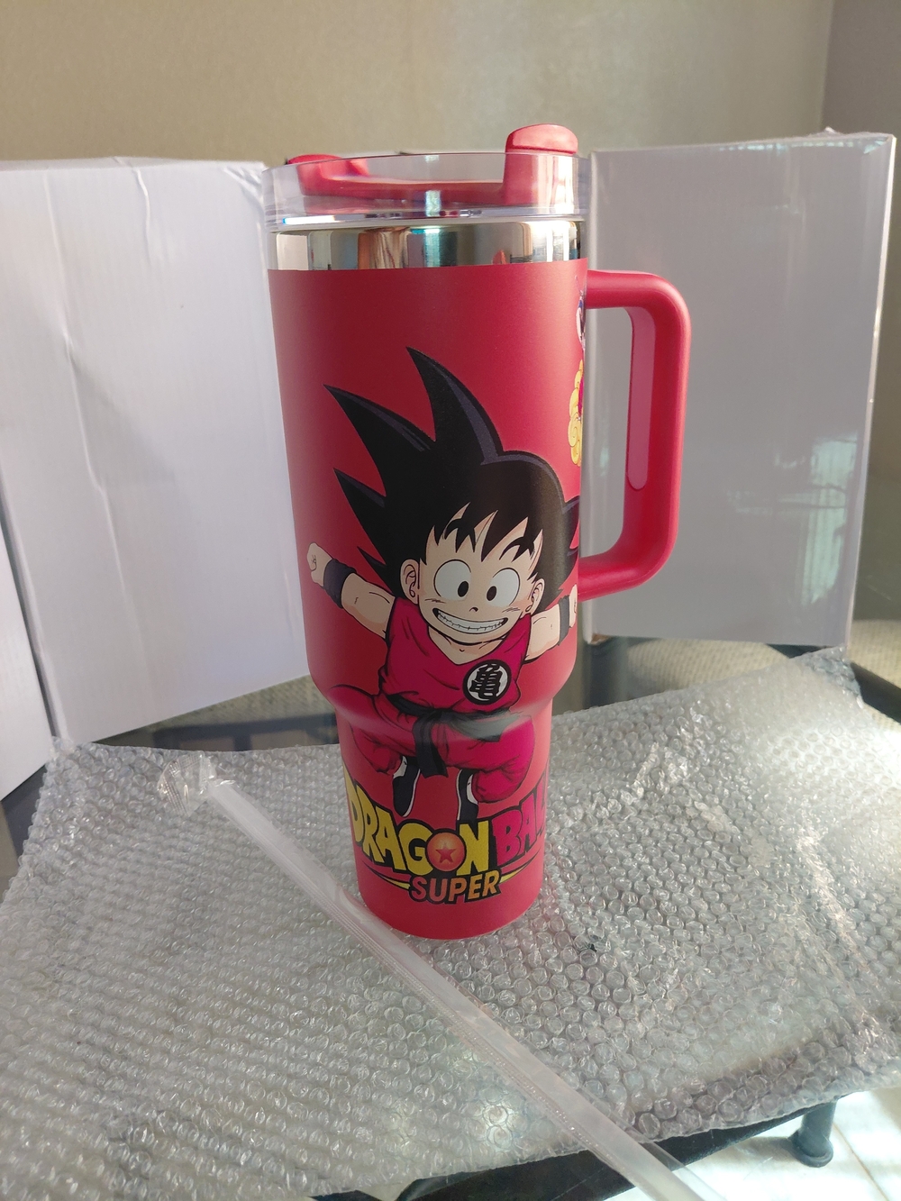 Dragon Ball Super Red Travel Mug with Handle - Licensed Character Tumbler